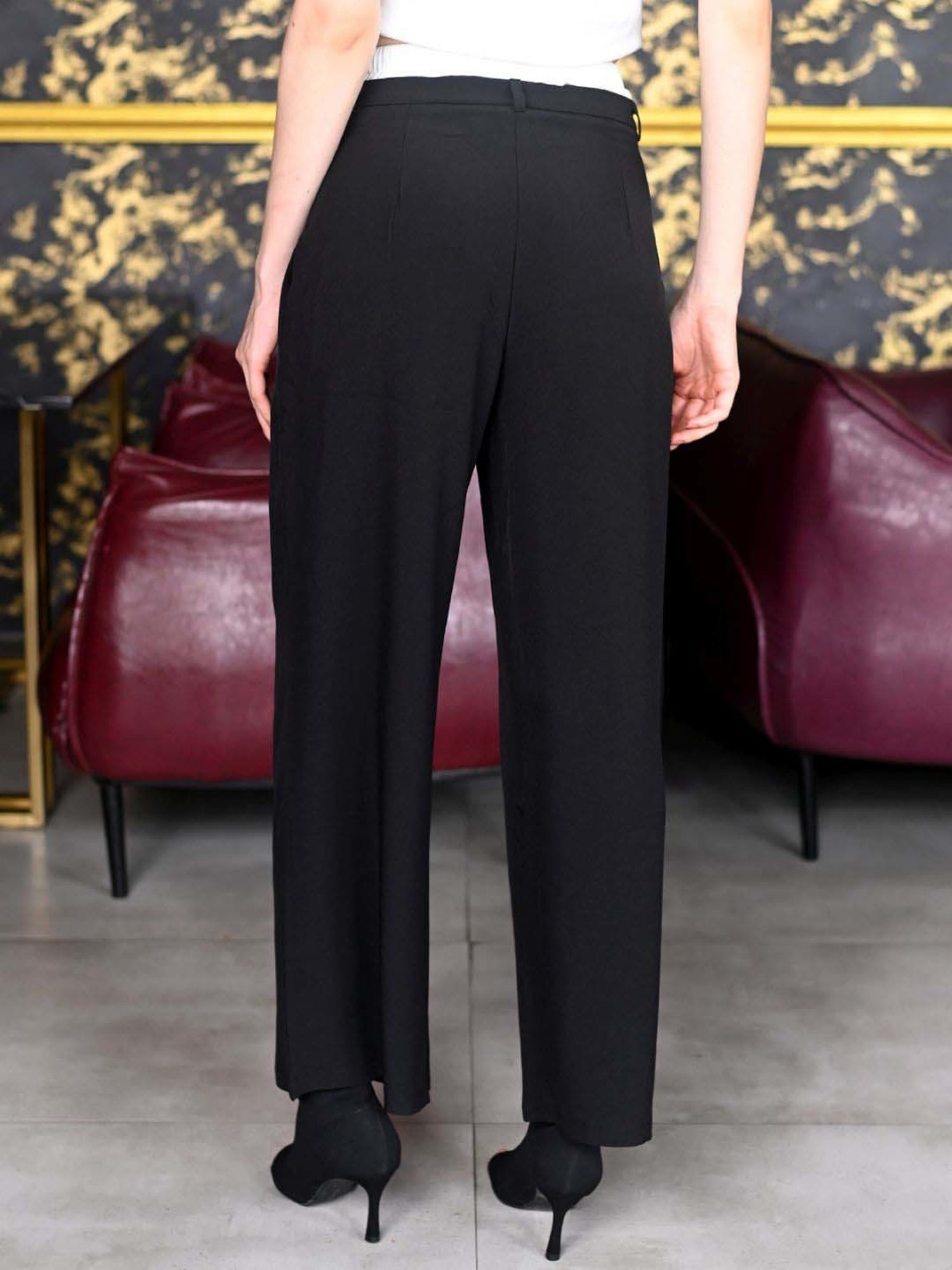 Odette Black Mid Rise Flared Pants