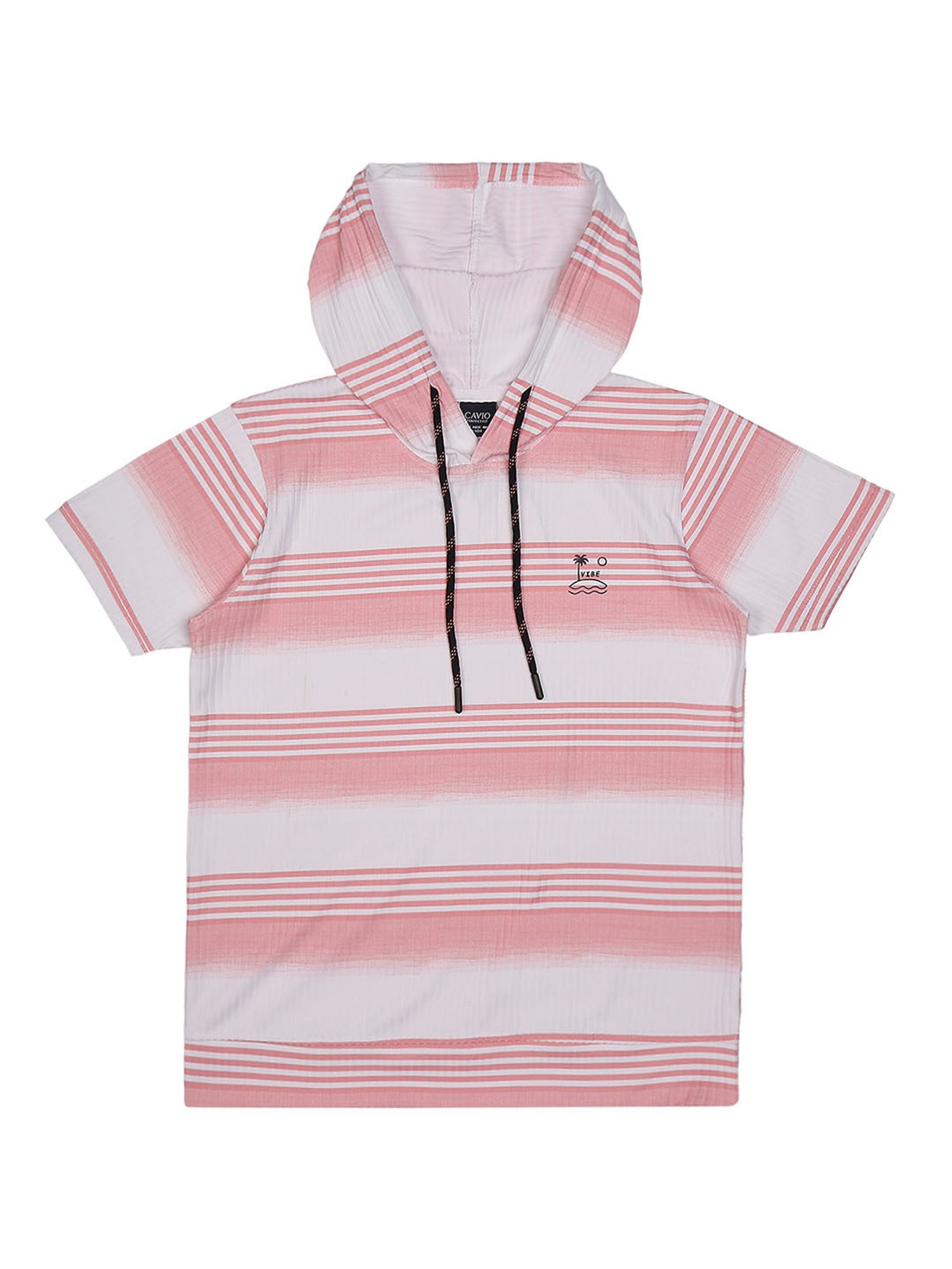 Cavio Kids Peach & White Striped T-Shirt with Shorts