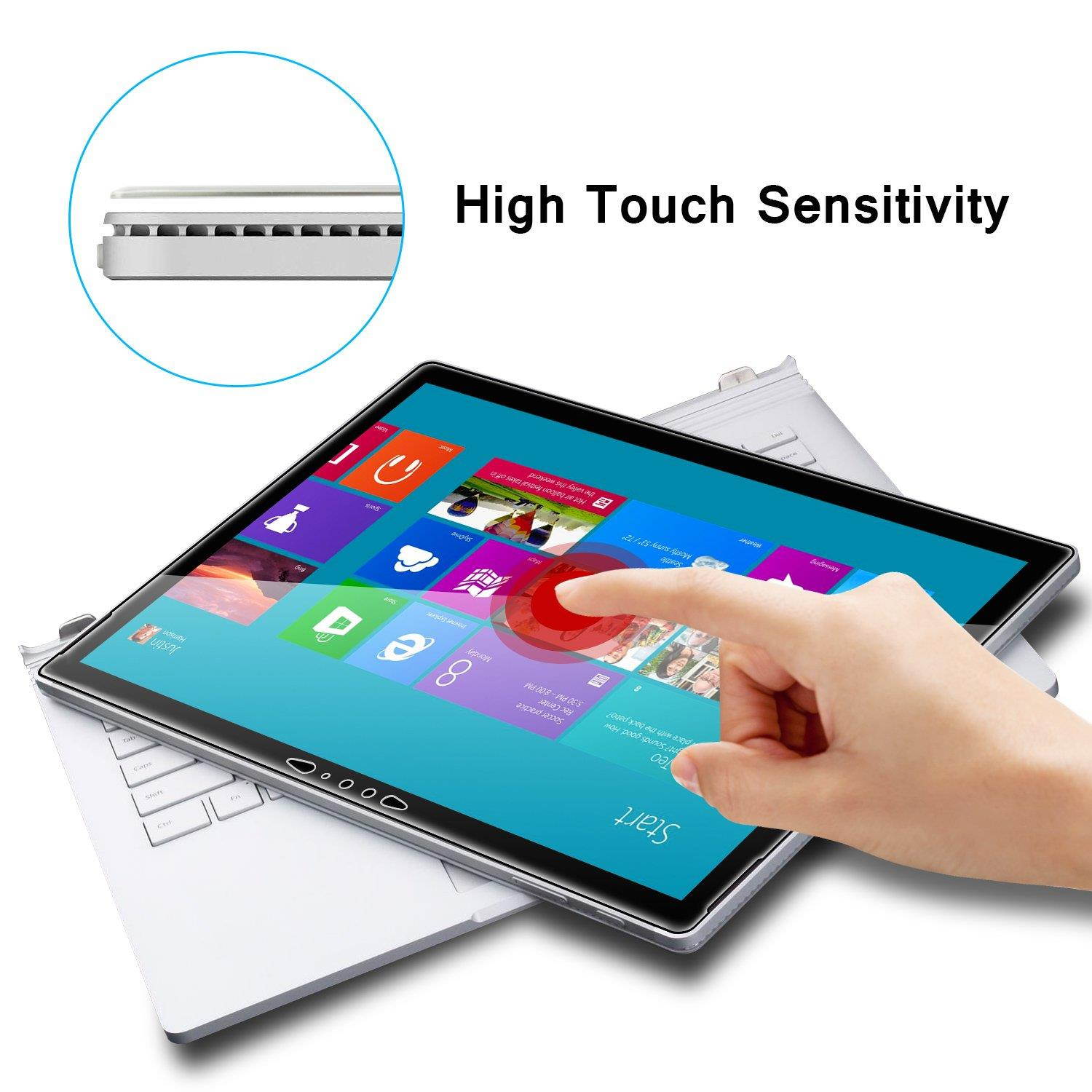 Microsoft Surface Book 2 (15 Inch), Screen Protector Megoo, [HD Tempered Glass ] Anti-Scratch Easy Installation Screen Shield Protector for Surface Book 2-15 Inch