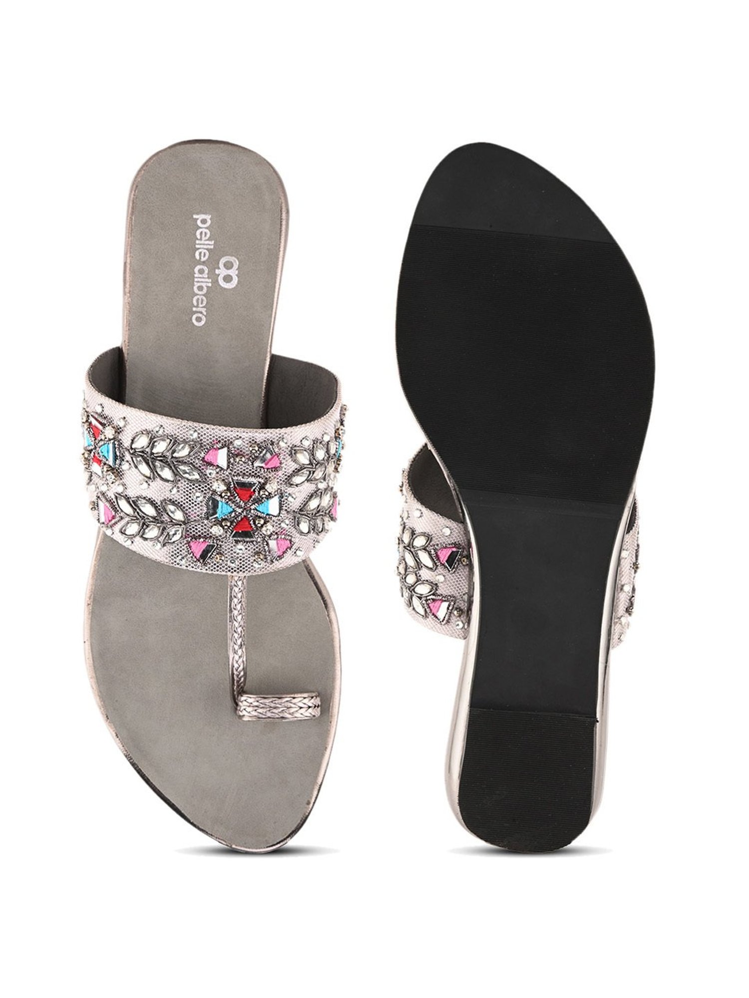 Pelle Albero Women's Grey Toe Ring Sandals