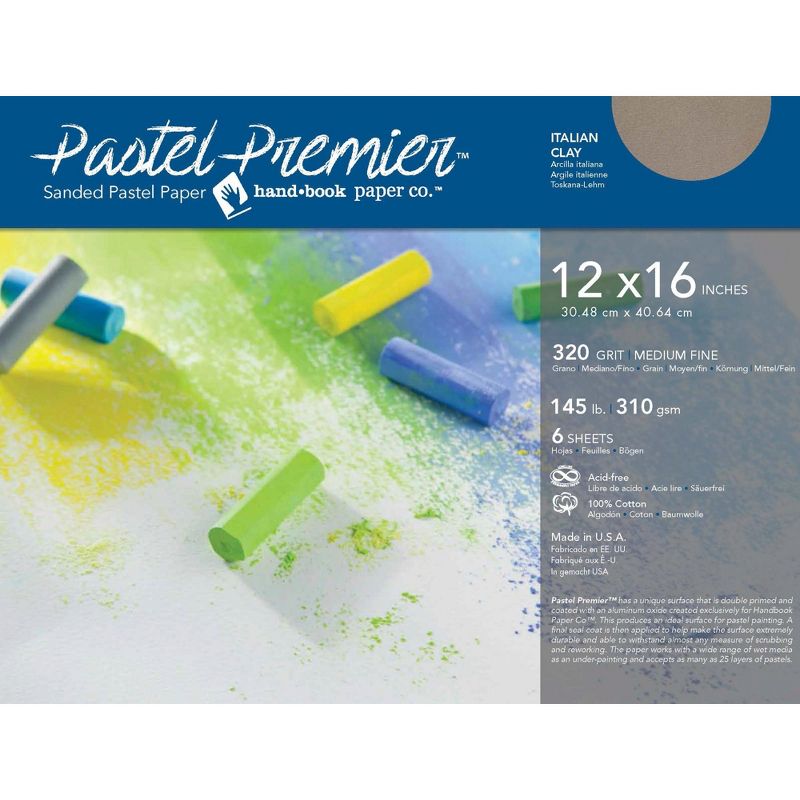 Pastel Premier Sanded Pastel Paper, 12 x 16 Inches, Medium Grit, Italian Clay, 145 lb, 6 Sheets