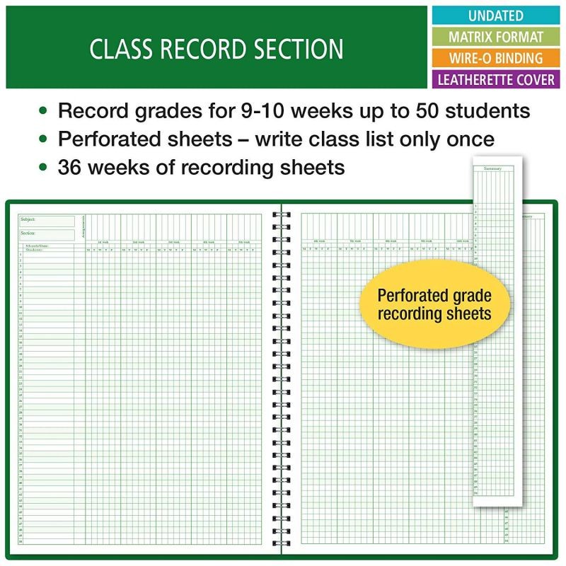 Combination Plan and Record Book: One efficient 8-1/2" x 11" book for lesson plans and grades combines W101 and R1010 (PR7-10)