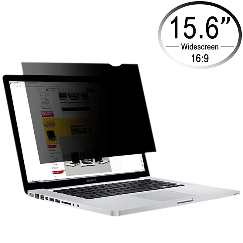15.6 inch 16:9 Laptop Screen Privacy Filter, Removable Reusable Antiglare 60&deg; Visible Angle Widescreen Monitor Protector Film for Lenovo, Dell, Samsung, HP, Acer Notebook (Black, 344x194)