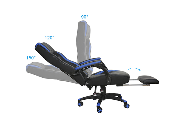 Gaming Chair Office Chair PC Chair with Massage Lumbar Support, Vantage Style PU Leather High Back Adjustable Swivel Task Chair with Footrest,Blue,GC26