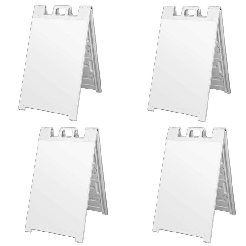 Plasticade 130NSBOXED Signicade Portable Storable Folding A-Frame Double-Sided Sidewalk Sign with Locking Hinges, White (4 Pack)