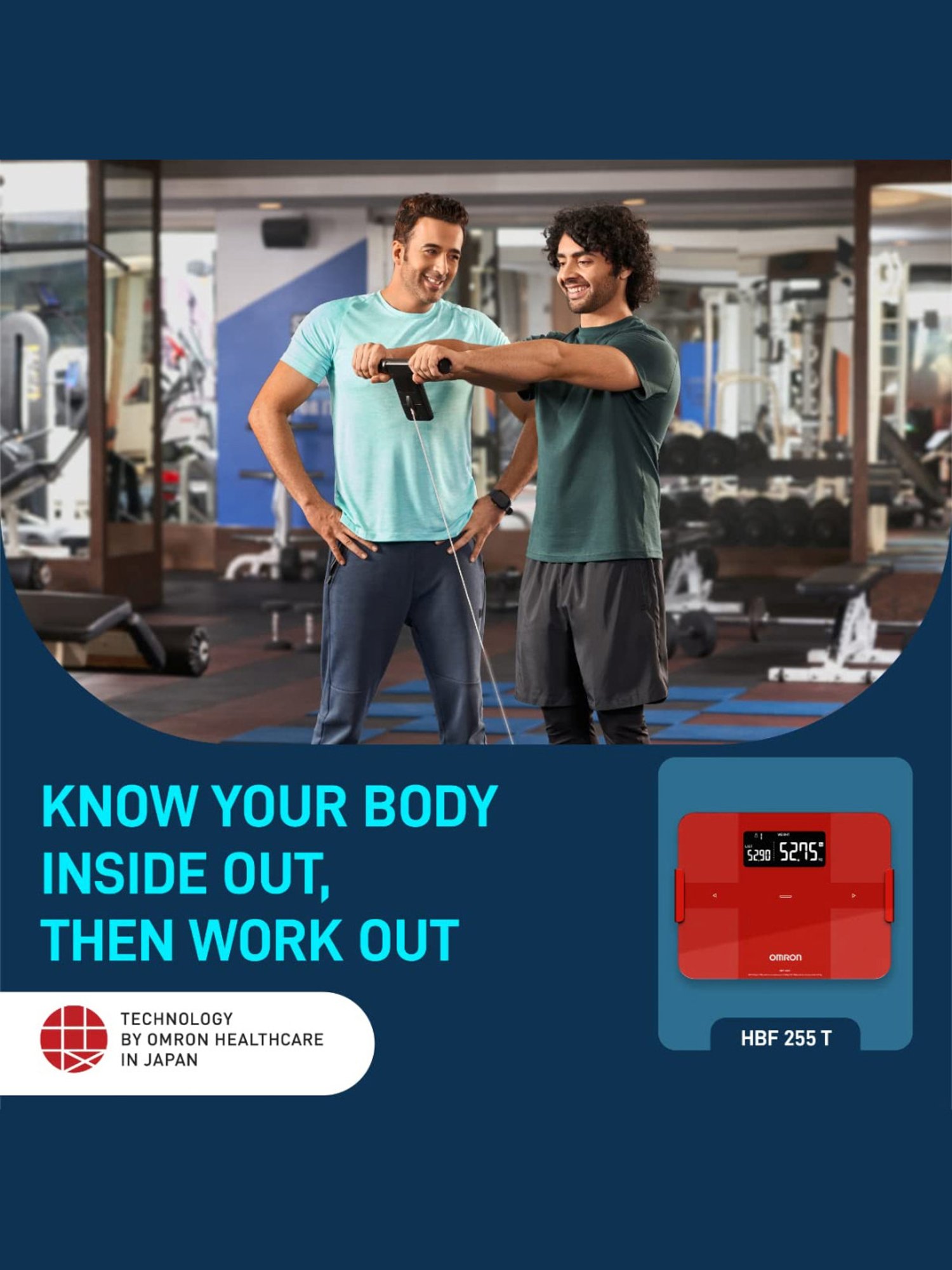 Omron HBF 255T BT Enabled Digital Full Body Composition Monitor with 4 User & Guest Mode (Red)