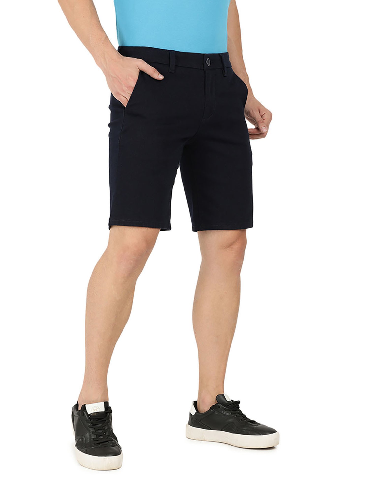 EVERBLUE Navy Blue Midrise Cross Pocket Shorts