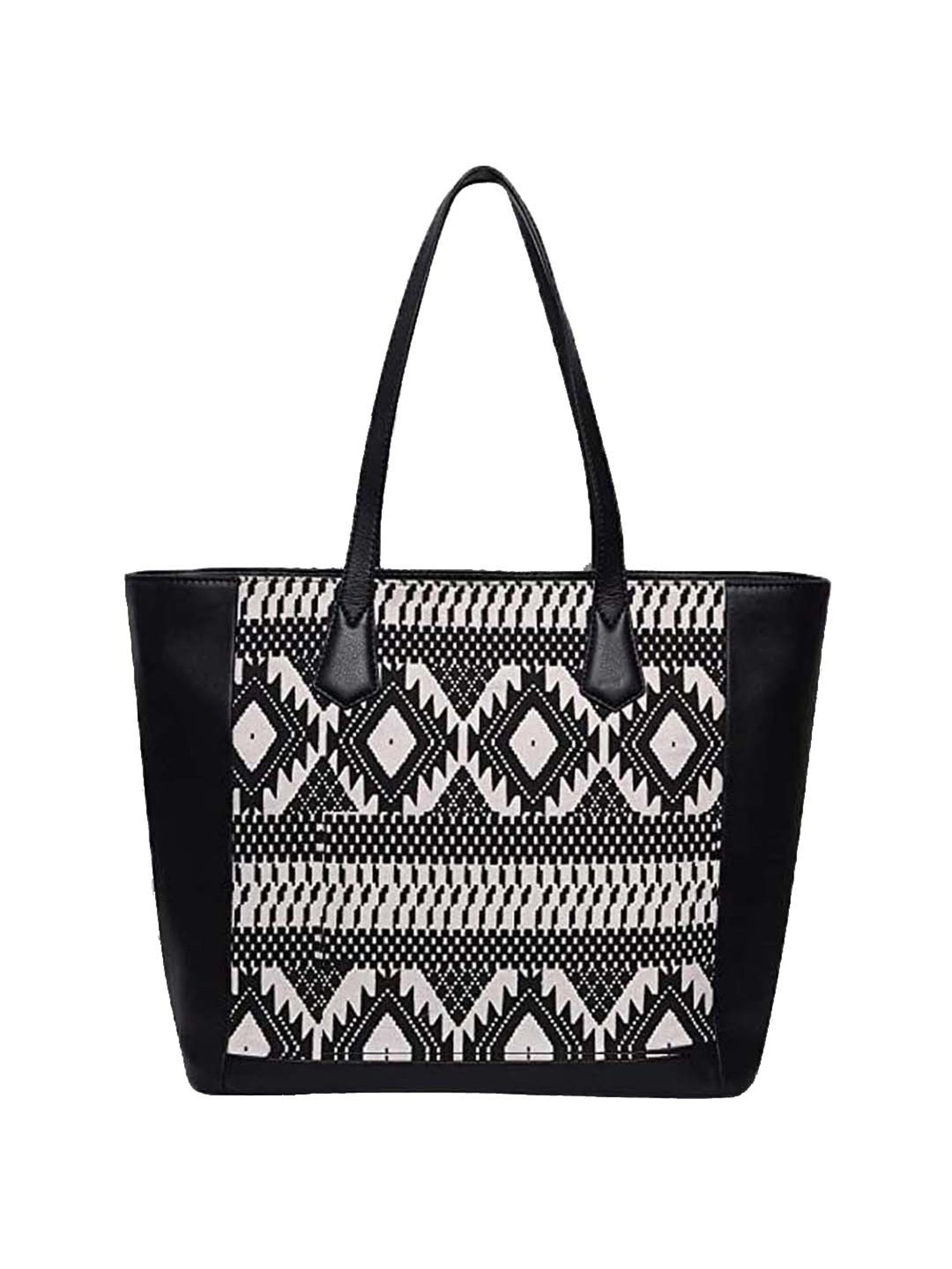 BELWABA Black Printed Medium Tote Handbag