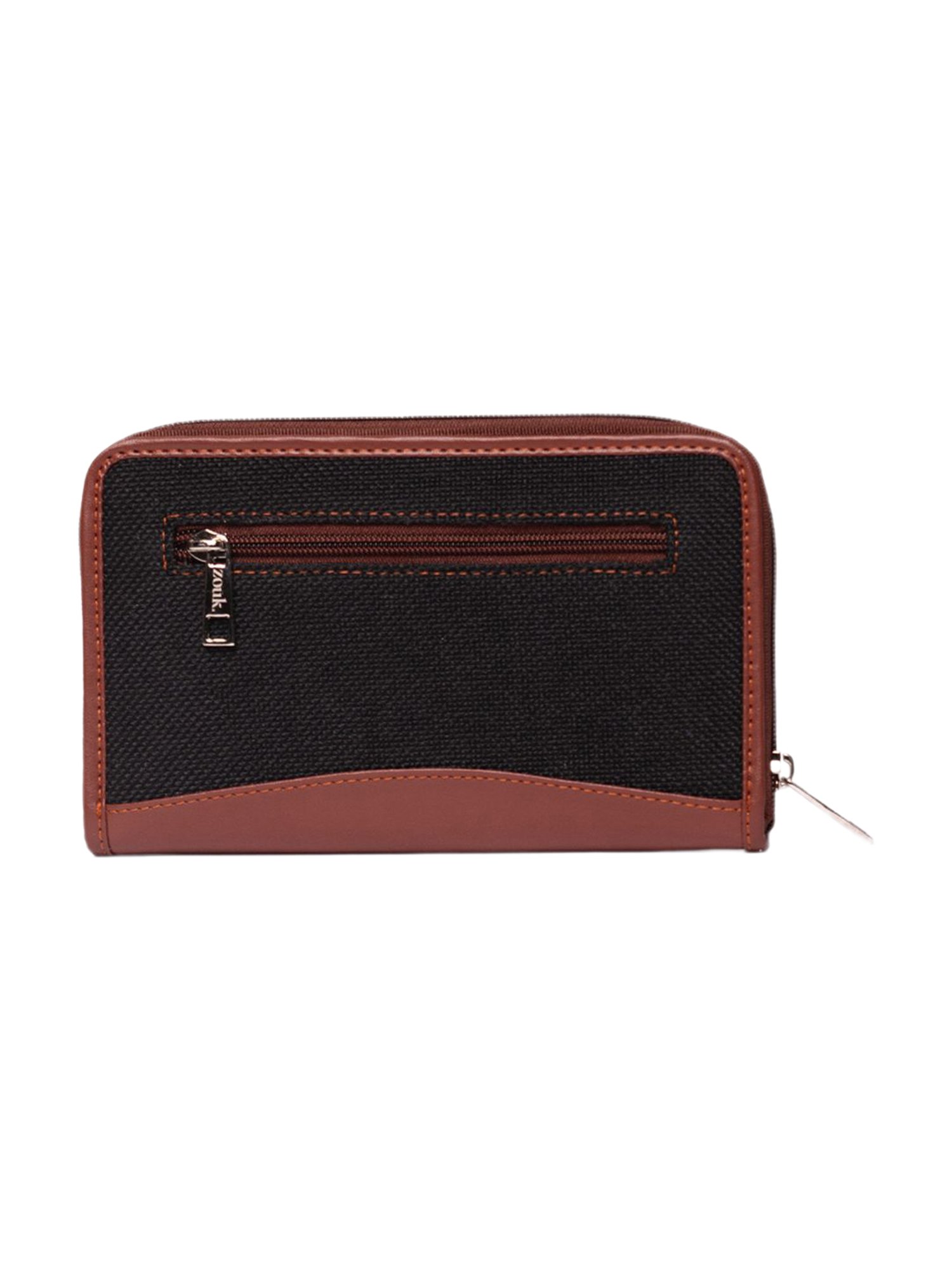 ZOUK Jet Black Jet Black Printed Zip Around Wallet for Women