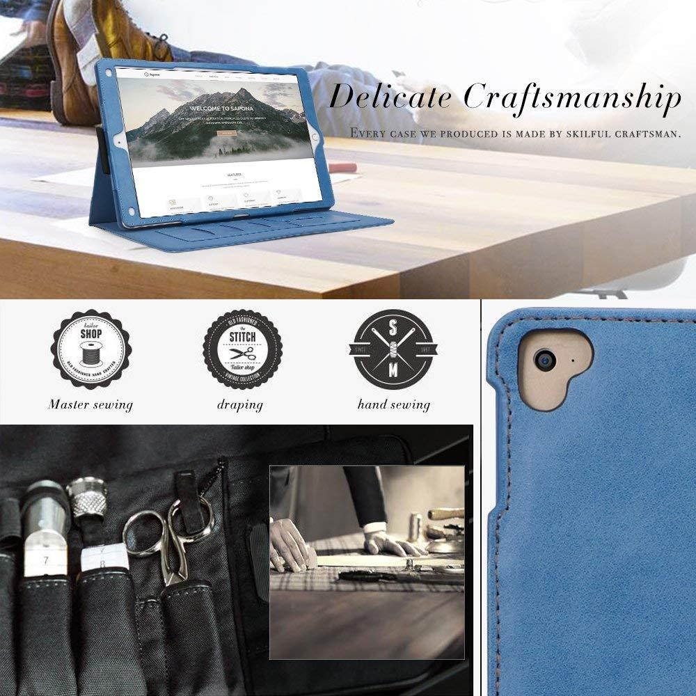 FYY Stand Folio Leather Case for iPad Pro 12.9 2017/2015 Cover for Apple iPad Pro 12.9" (Both 2017 and 2015) with Apple Pencil Holder, Auto Sleep Wake Function, Multiple Angles, Card Slots-Navy