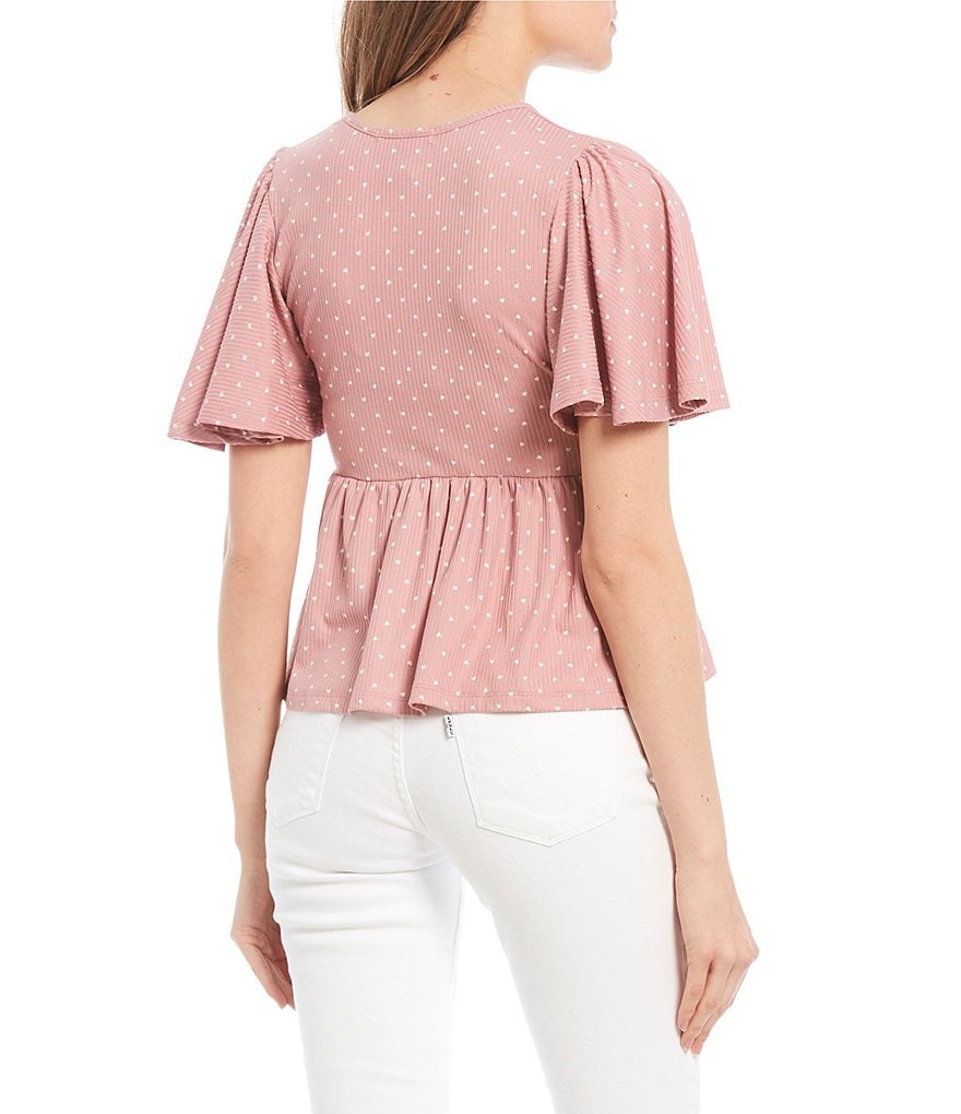 Good Luck Gem Short Sleeve Printed Rib Knit Top