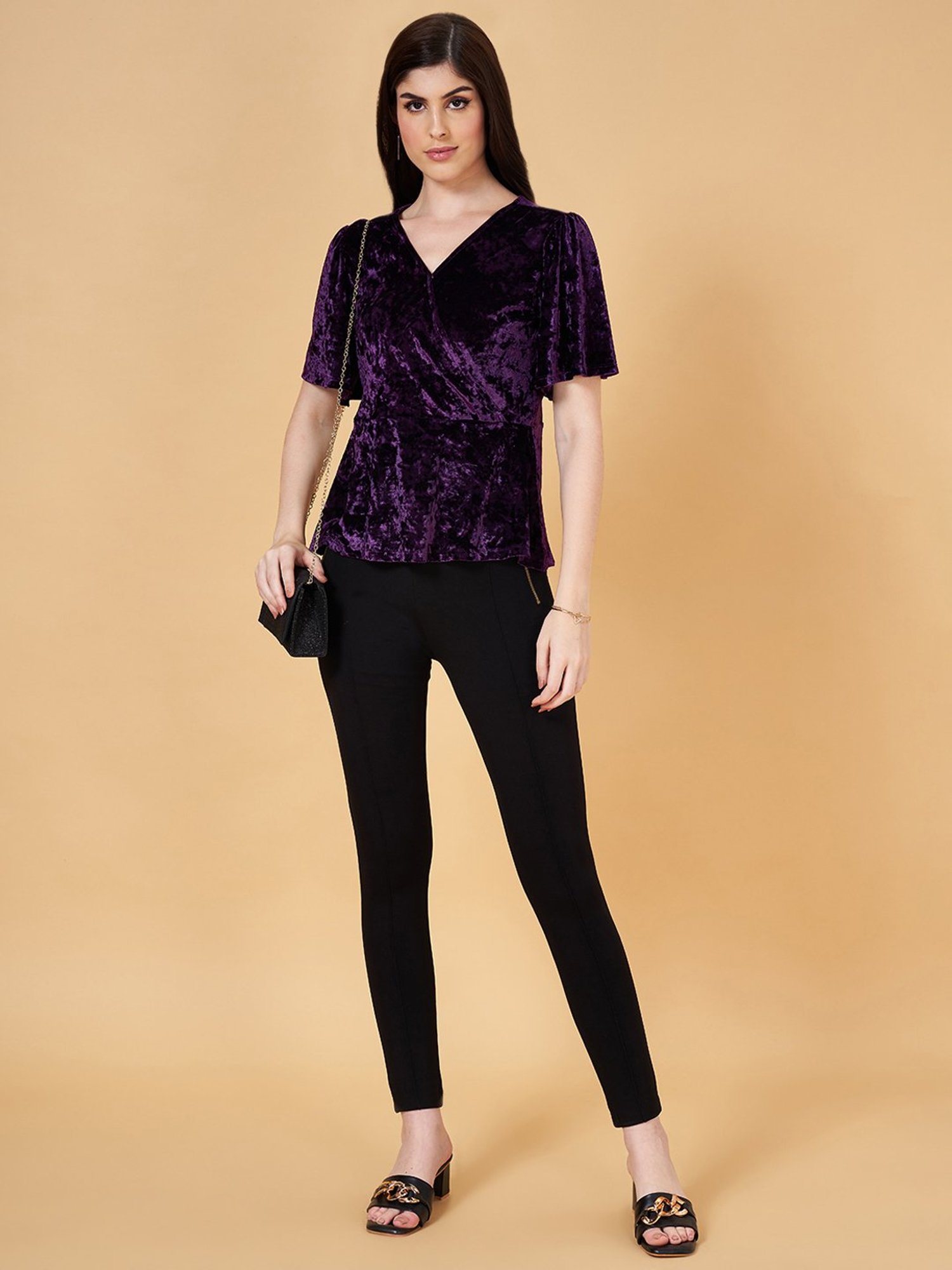 Annabelle by Pantaloons Purple Textured Top