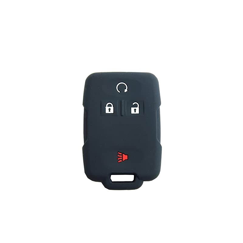Autotech Remote Key Silicone Rubber Keyless Entry Shell Case Fob and Key Cover fit for Chevrolet Silverado Colorado M3N32337100 13577770 13577771 GMC Sierra Yukon Cadillac1 PairBlack+Blue