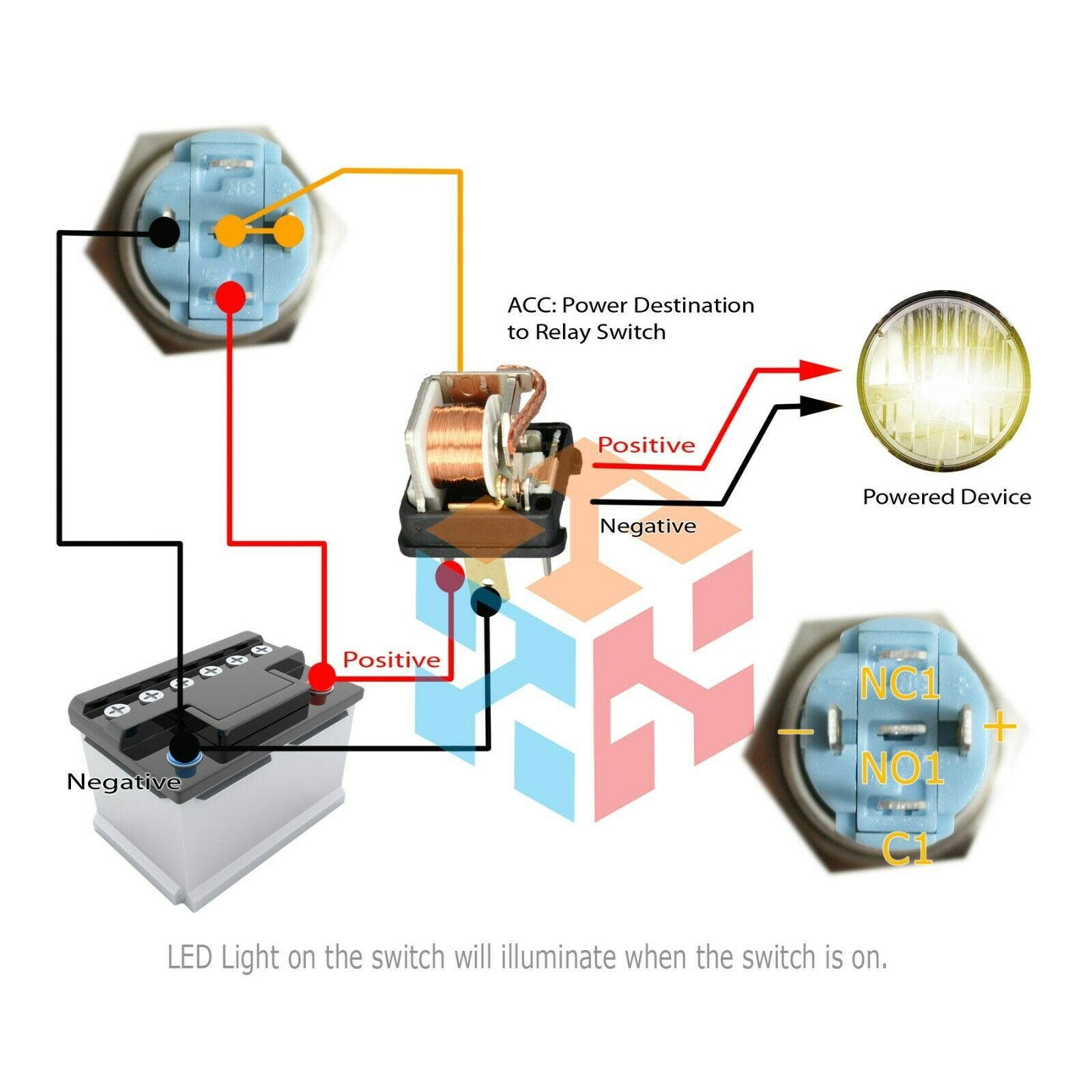 Durable 12V Led 16mm Car Momentary Push Button Amber Angel Eye Metal  Switch