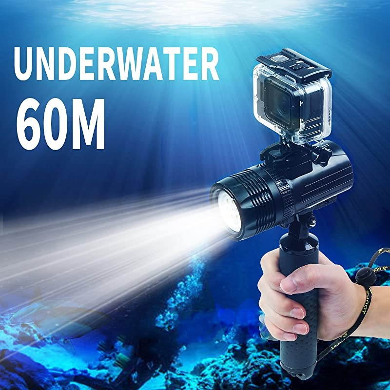 900LM Scuba Diving Light for GoPro HERO7 Black/HERO6/HERO2018/HERO5 Black - Built-in Waterproof Case,Rechargeable Battery,Red Filter and Shutter Trigger