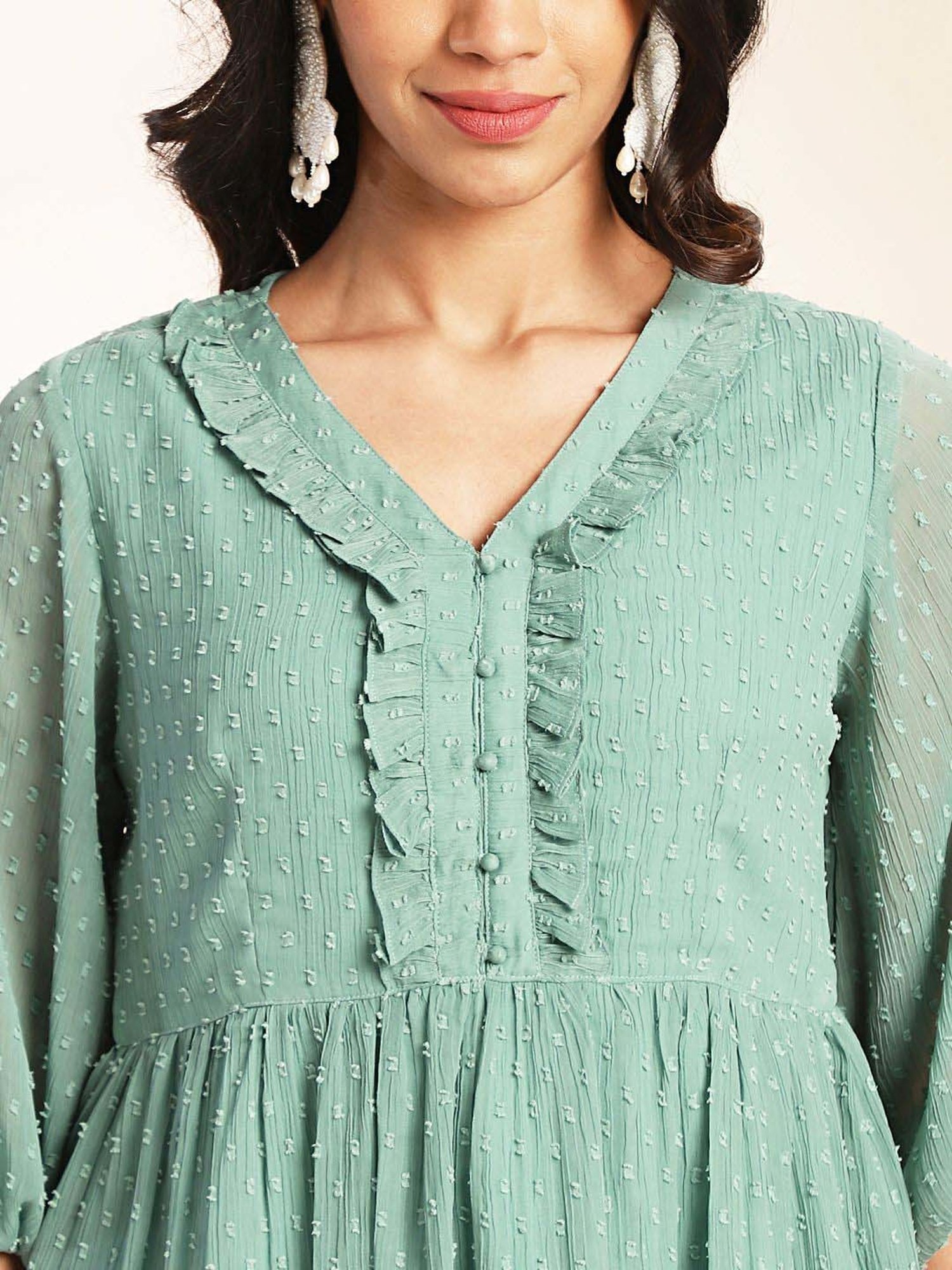 Janasya Green Self Co-Ord Set