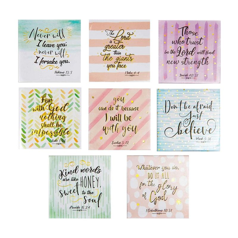 8 Pack Christian Verse Quotes Square Decorative Magnets for Fridge Refrigerator Locker