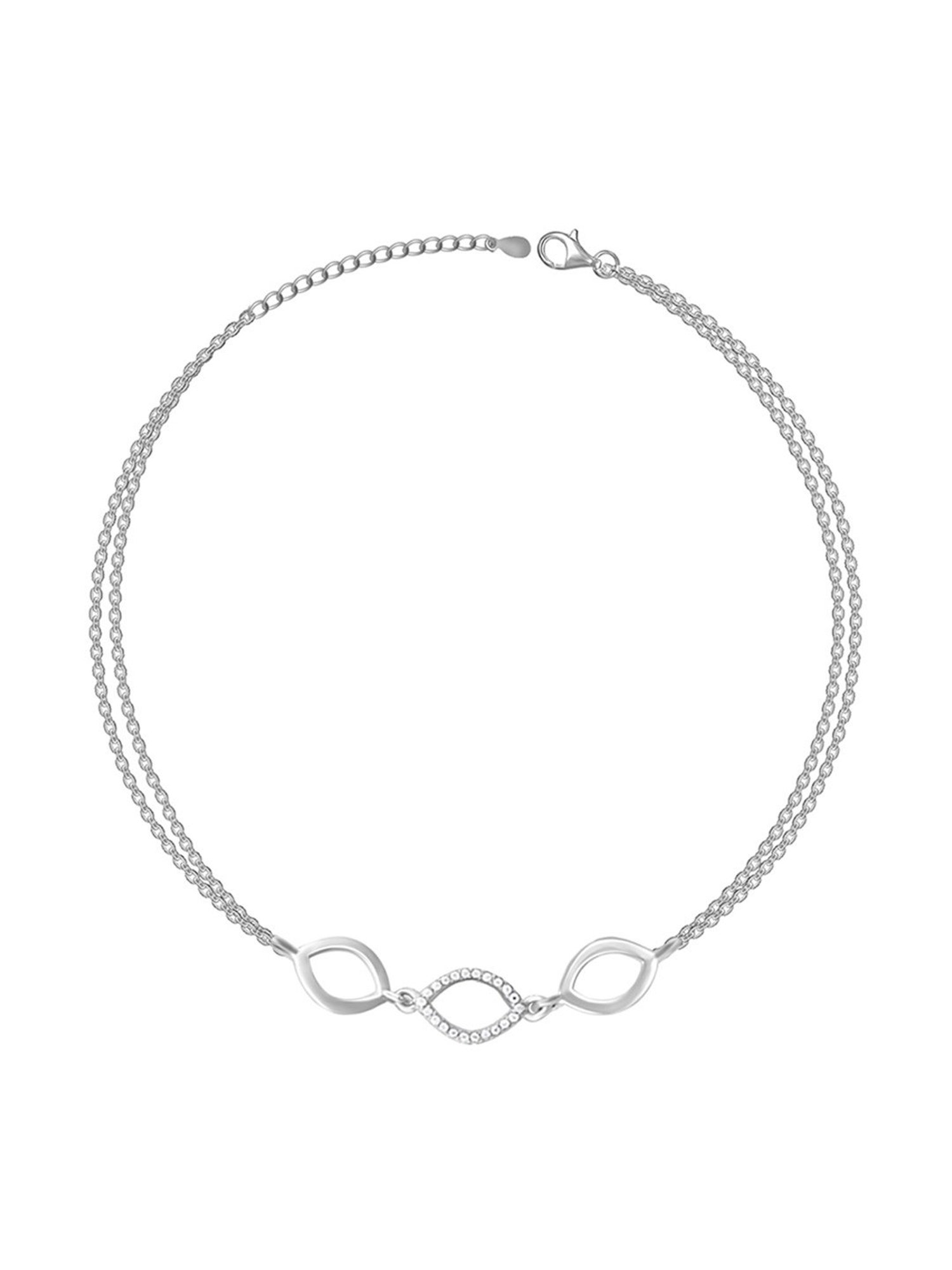 GIVA Love All Around 925 Silver Triple Marquis Anklet (Single Anklet) for Women & Girls