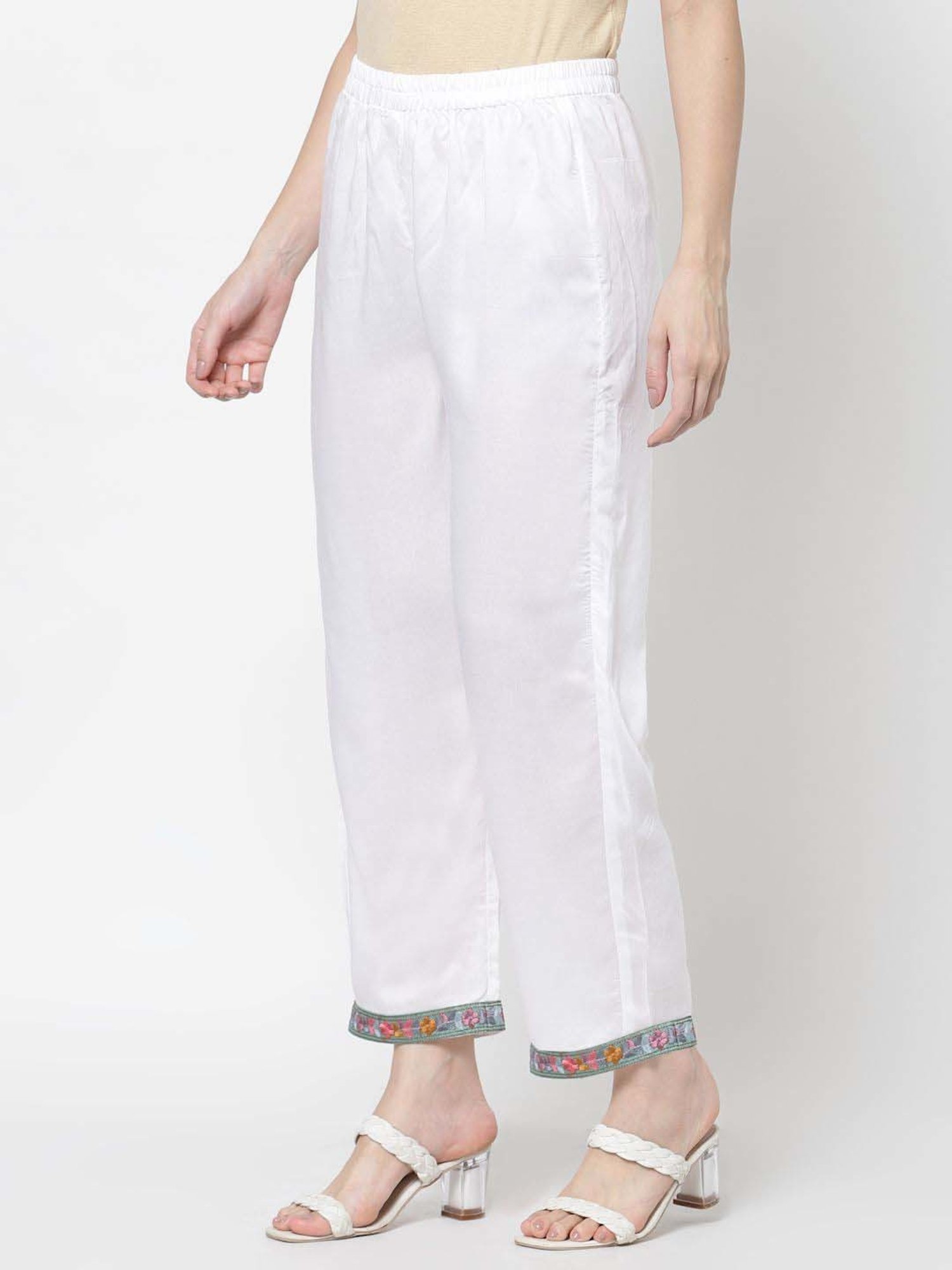 DART STUDIO White Regular Fit Palazzos