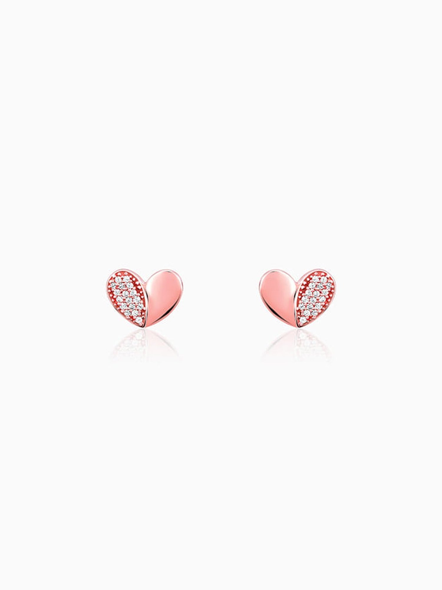 GIVA 925 Silver Rose Gold Made for Each Other Stud Earrings for Women & Girls