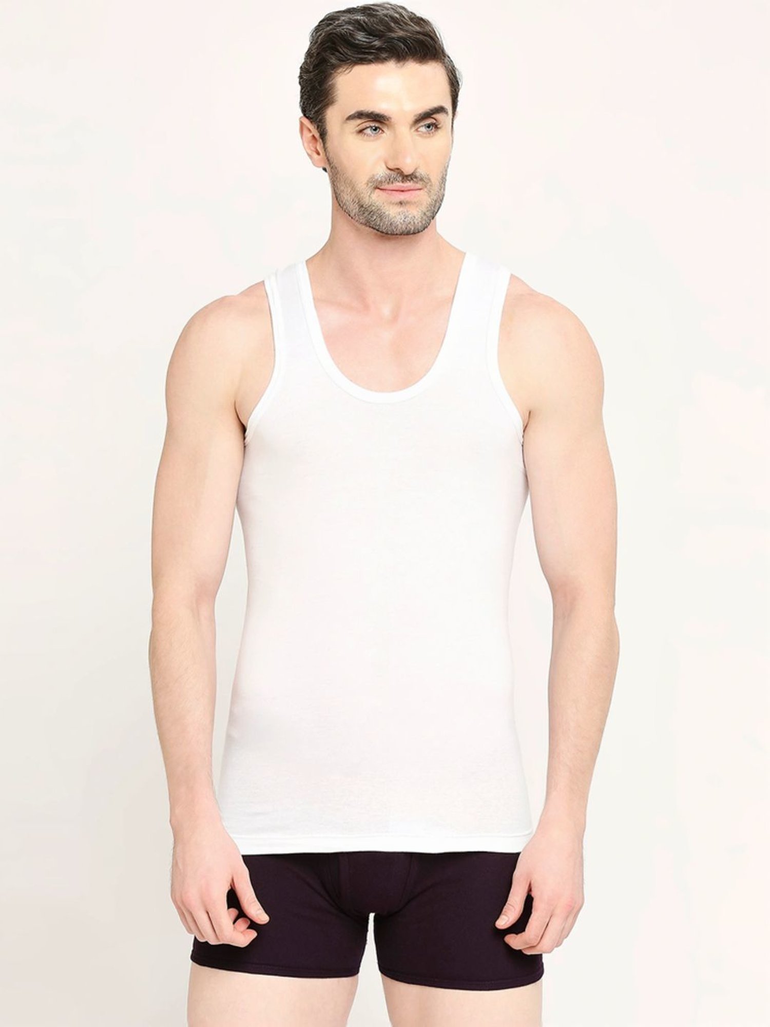 Vip White Regular Fit Vest - Pack Of 2