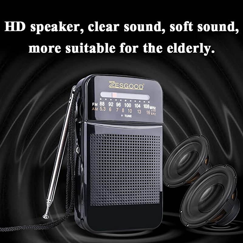 Portable Transistor Radio Battery Operated AM FM Radio Portable for Walking Hiking Camping Powered by 2AA Battery Easy Tuning Power Saving