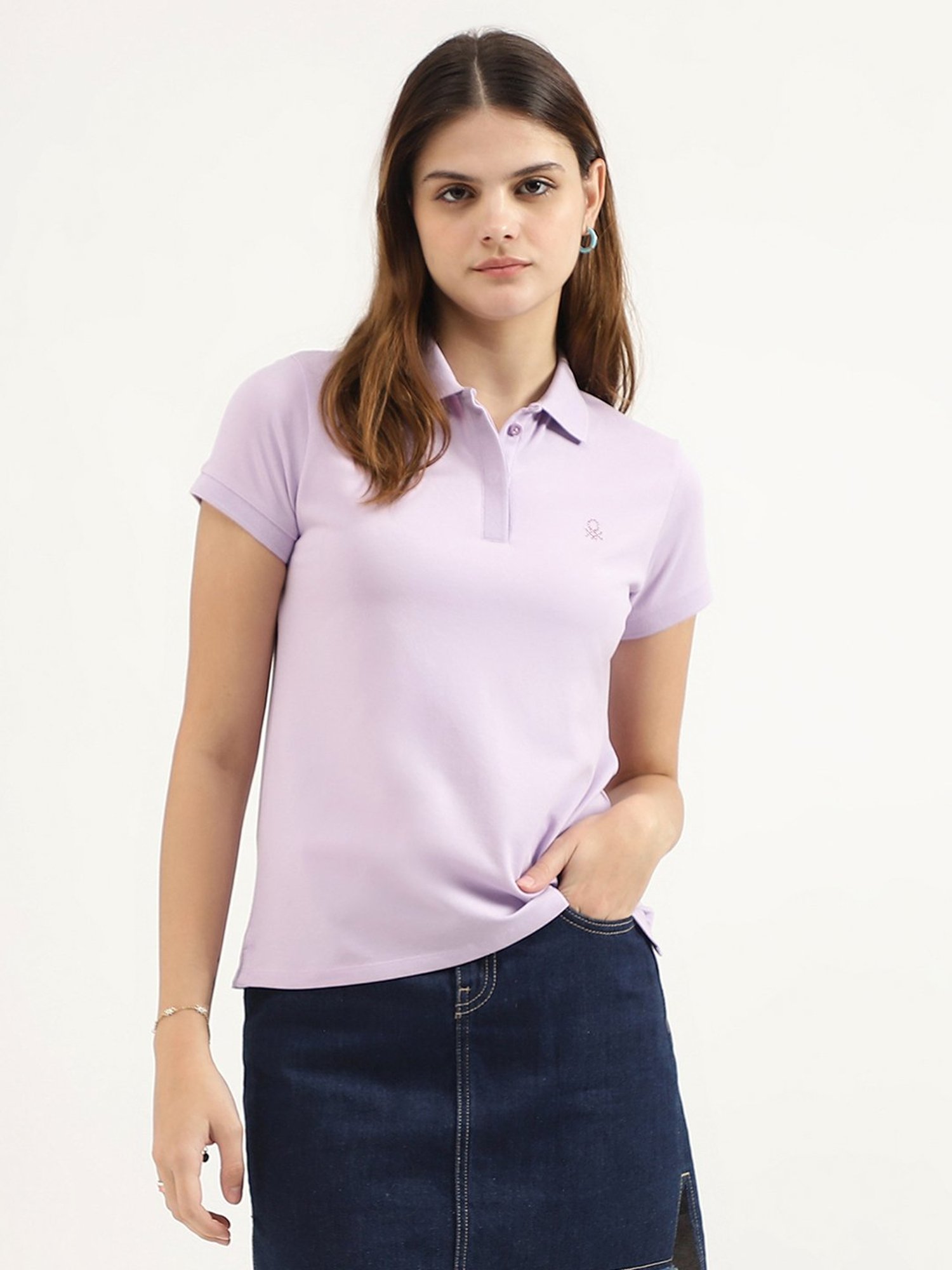United Colors of Benetton Light Purple Polo T-Shirt