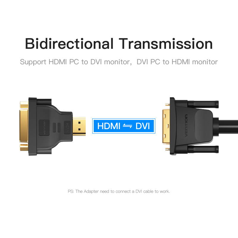 Vention HDMI to DVI Adapter Bi-Directional 1080P HDTV Converter Male to Female HDMI to DVI Connector for PC PS3 Projector TV with Gold-Plated 1080P DVI 24 5