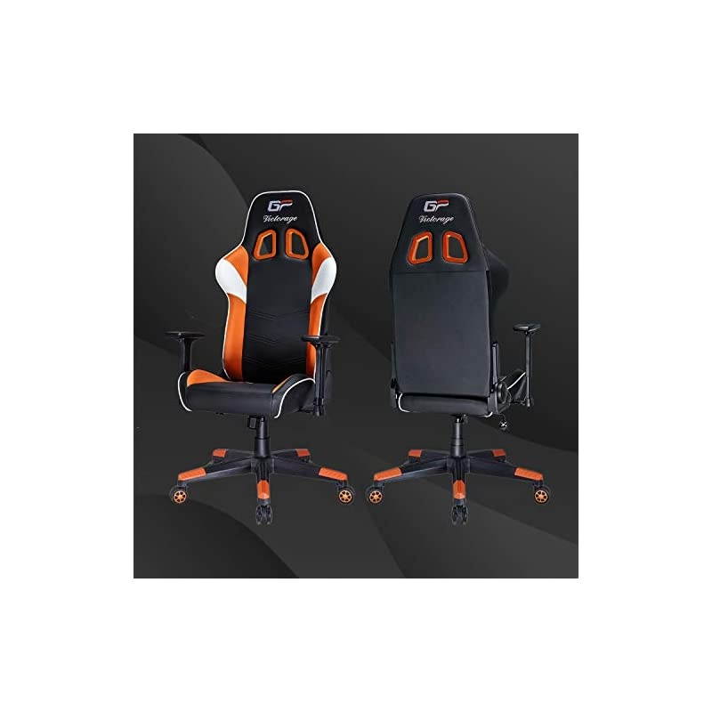 Gaming Chair GP Series- Professional & Textured- Gaming/Streaming - Long time Sitting- Inspired by Racing car- Ergonomic Design- Rocking Function (Orange)
