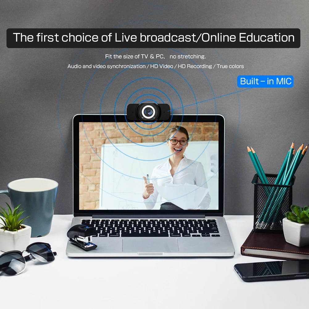 3MP 1080P HD USB Web Camera for Video Online Conference Broadcast Microphone Adjustable Angle Auto Focus Computer PC Webcam