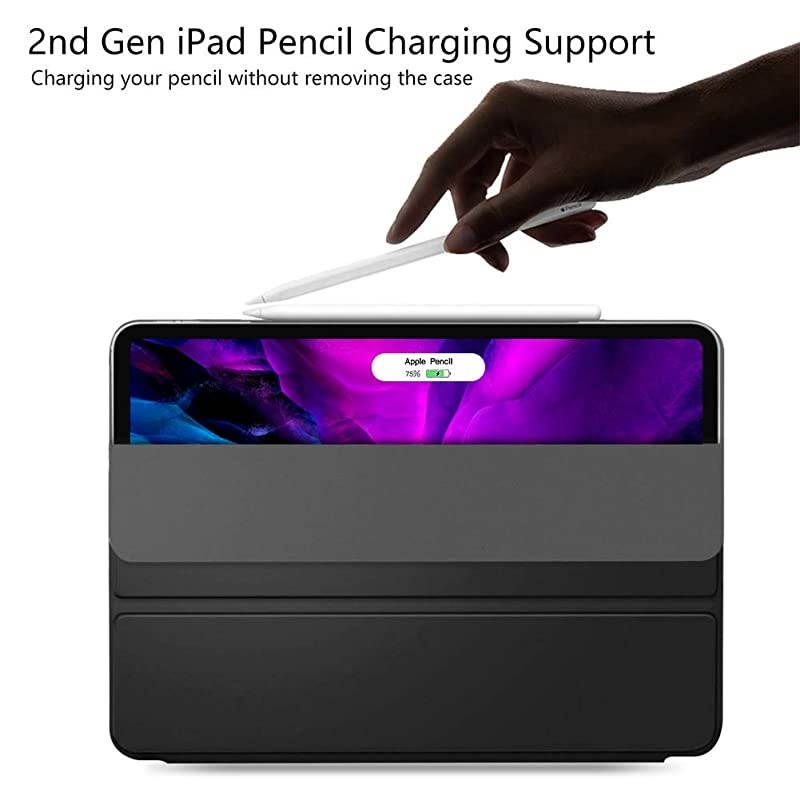 Case for iPad Pro 4th Generation 2020 Release,iPad Pro 12.9 Ultra Slim Minimalist Case, Trifold Stand Smart with Auto Wake/Sleep Function, Pencil Charging Support 12.9 inch iPad Cover, Black
