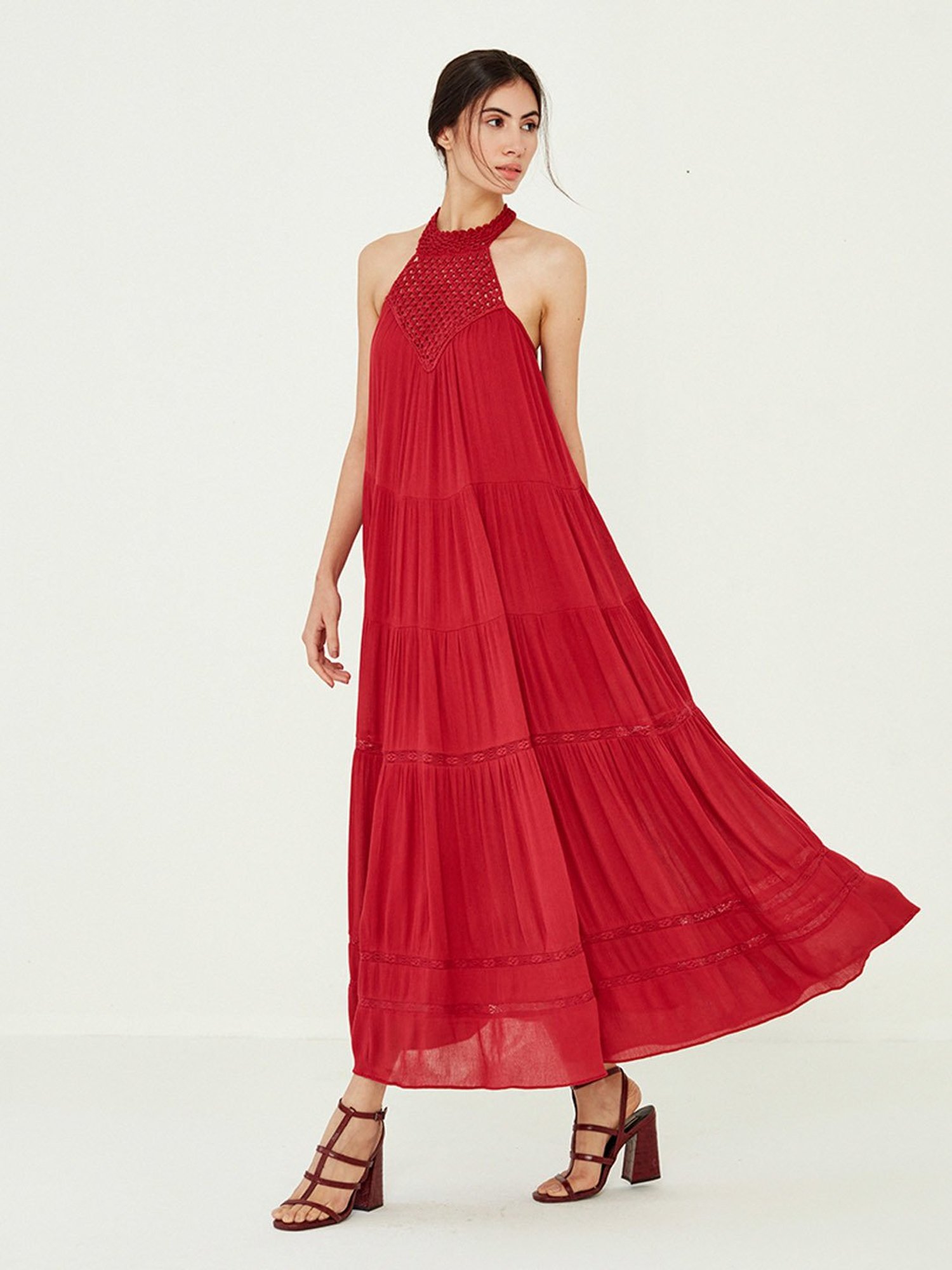 ANCESTRY Maroon Maxi Dress