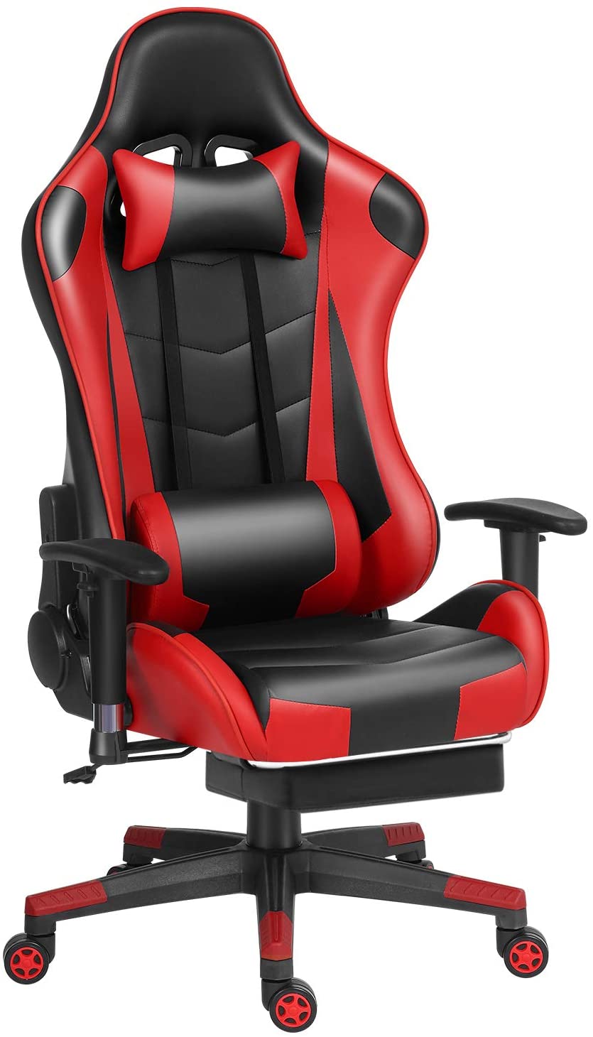 Ergonomic Gaming Chair Racing Computer Chair PU Leather Chair Adjusted Reclining Office Desk Chair with Headrest and Lumbar Support