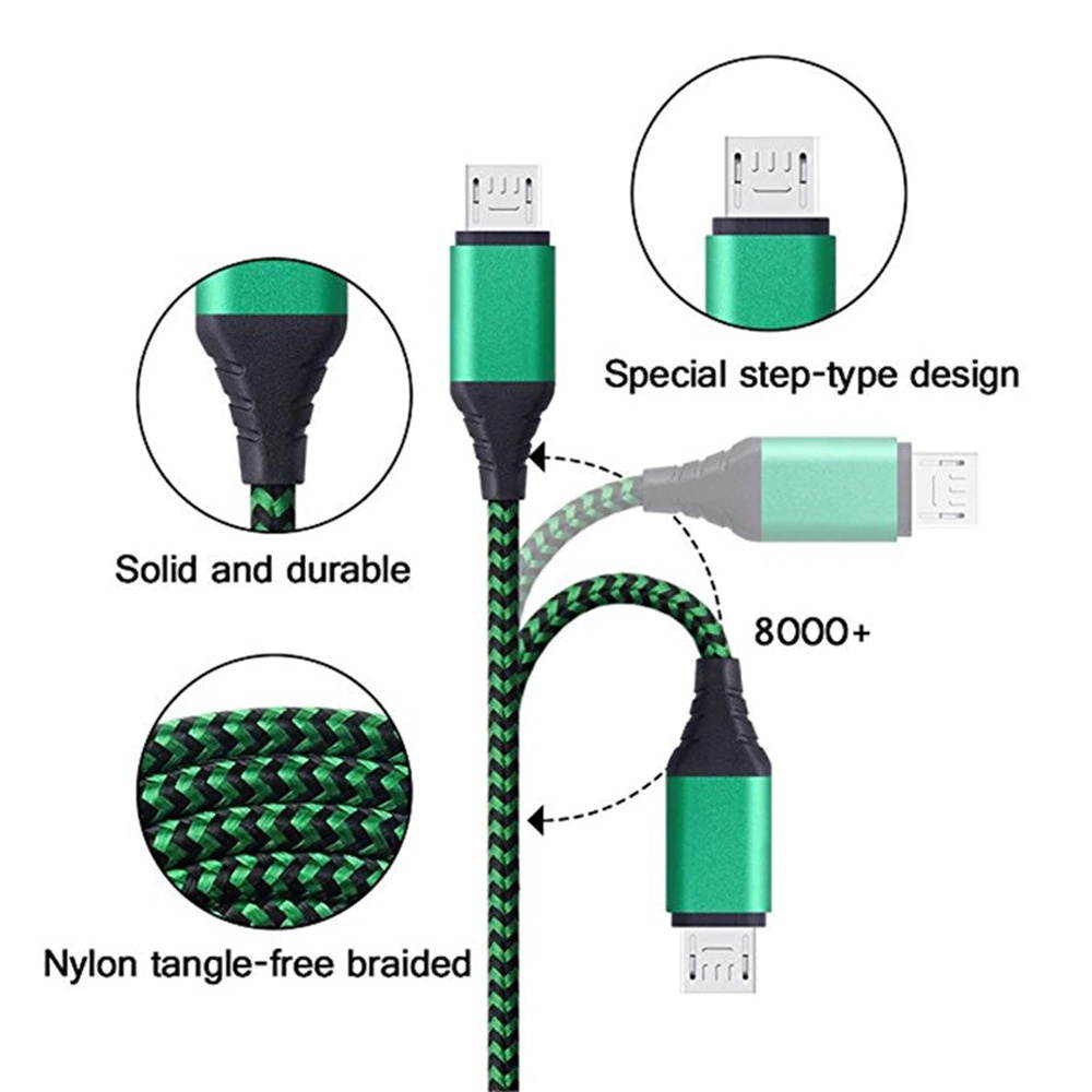 Micro Cable 2A Fast Charging Nylon Sync Data Mobile Phone Adapter Charger Cable For Samsung Sony HTC LG Android Cables