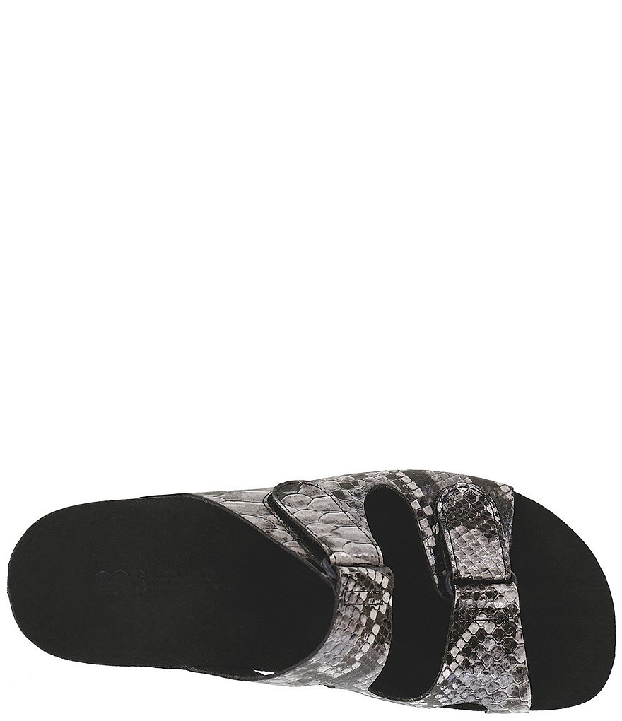SAS Seaside Snake Print Leather Slide Sandals