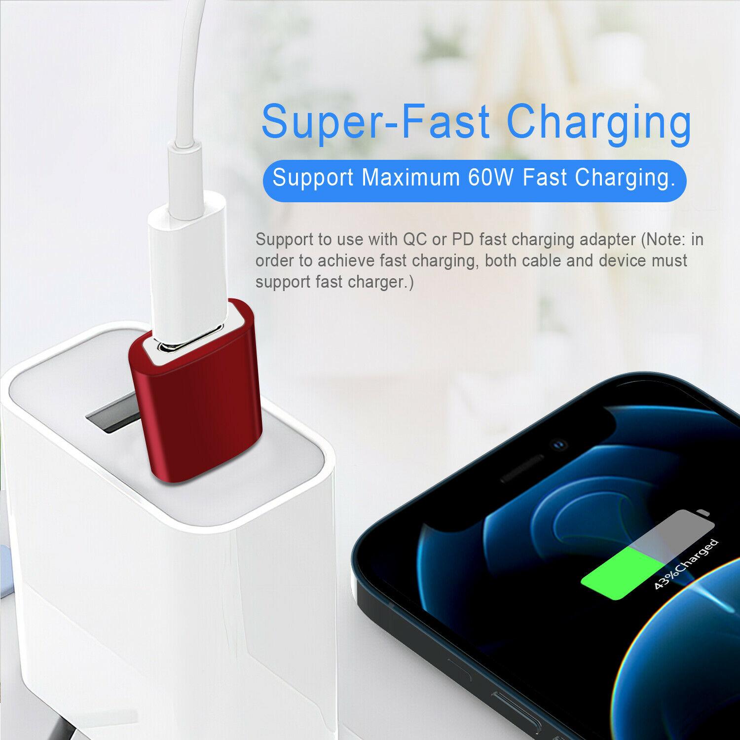 Donwell 2pcs USB C 3.1 Type C Female to USB Type A Male Port Converter Adapter 10Gbps 60W Max  Red