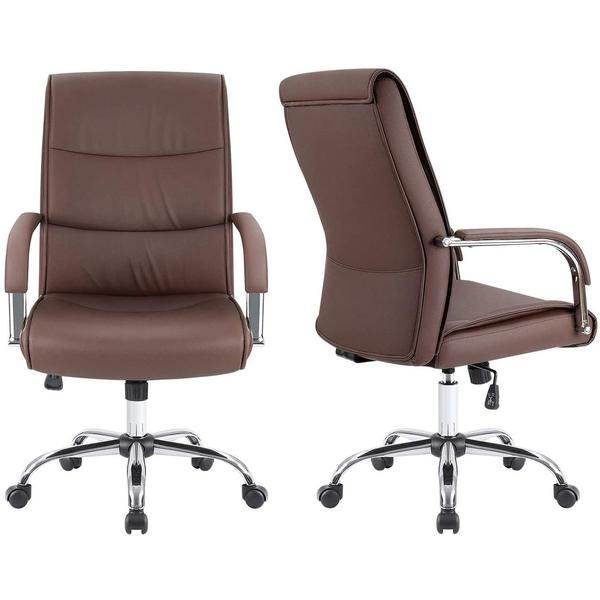 Furmax High Back Office Desk Chair Conference Leather Executive with Padded Armrests, Adjustable Ergonomic Swivel Task Chair with Lumbar Support (White)