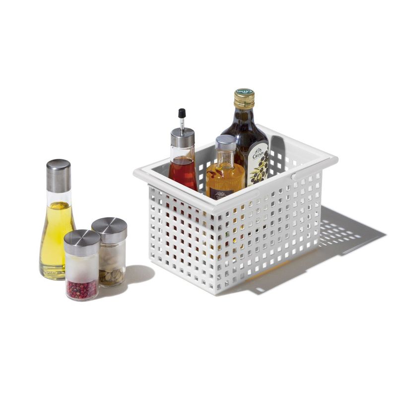 Like-It Versatile Stacking Plastic Home Bathroom Storage Solution Organizer Slotted Basket Tote, White (6 Pack)