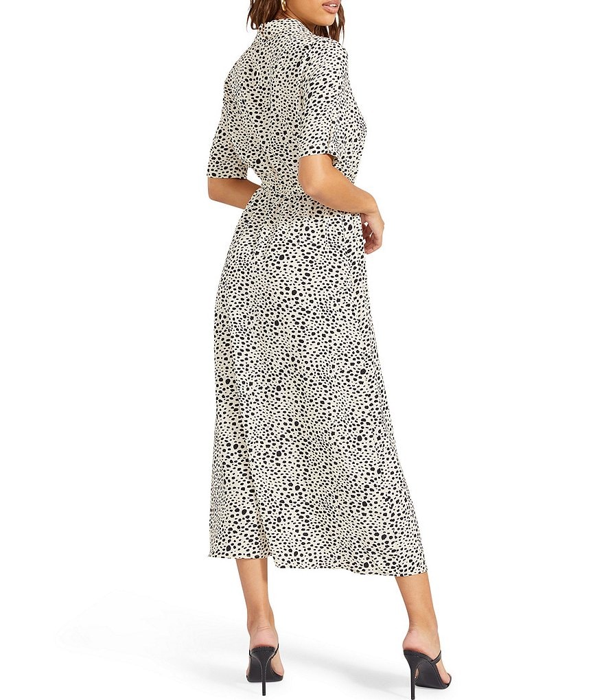 BB Dakota by Steve Madden Animal Print Short Sleeve Midi Dress