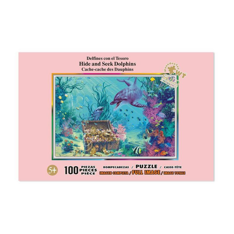 Wuundentoy Gold Edition: Hide and Seek Dolphins Kids' Jigsaw Puzzle - 100pc