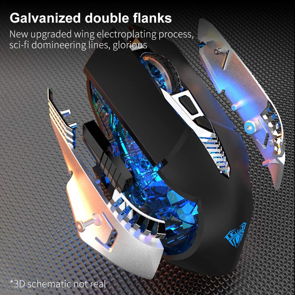 AULA RGB Gaming Mouse with Side Buttons Macro Programming 10000 DPI Adjustable 14 Key Wired USB Backlit Mouse for Desktop Laptop - H510 White