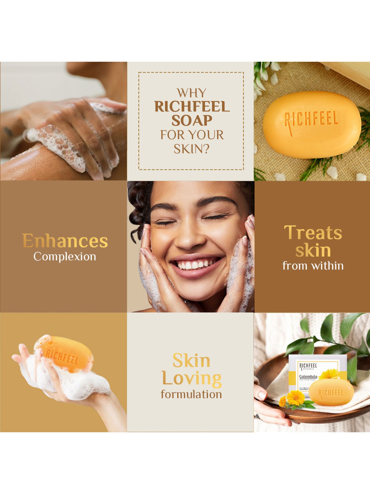 Richfeel Calendula Anti Acne Soap - Pack of 7