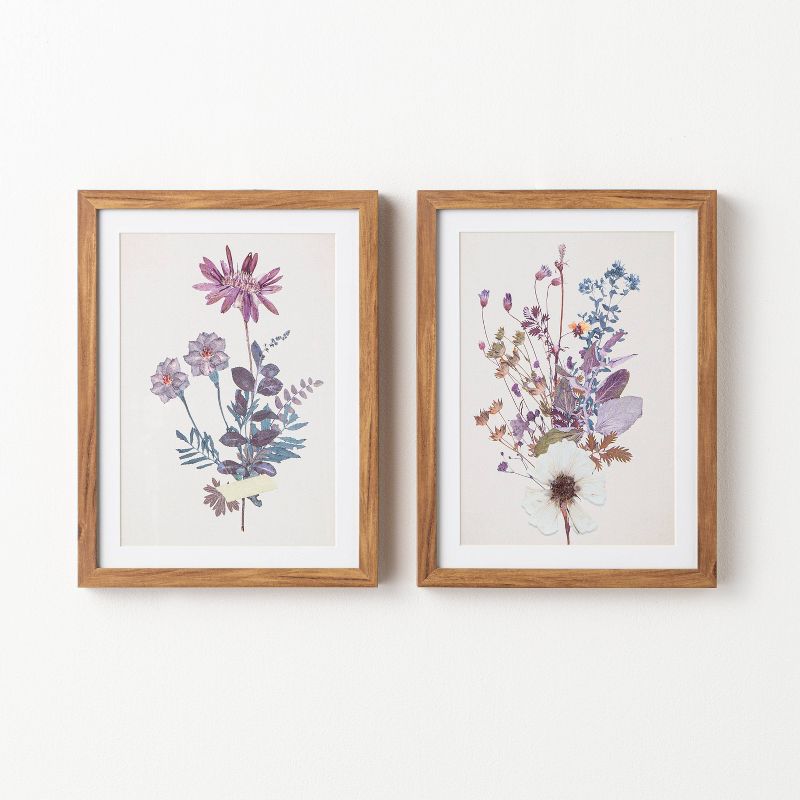 (Set of 2) 12" x 16" Pressed Fiori Framed Wall Arts - Threshold™ designed with Studio McGee