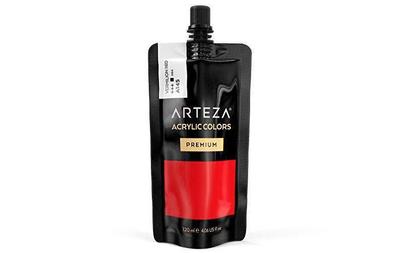 Arteza Acrylic Artist Paint, Vermillion Red Color, 120ml  - Single Color (ARTZ-8603)