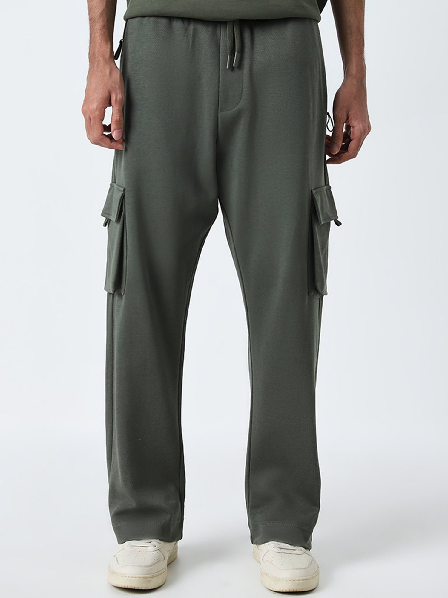 Studiofit by Westside Olive Mid-Rise Relaxed-Fit Track Pants