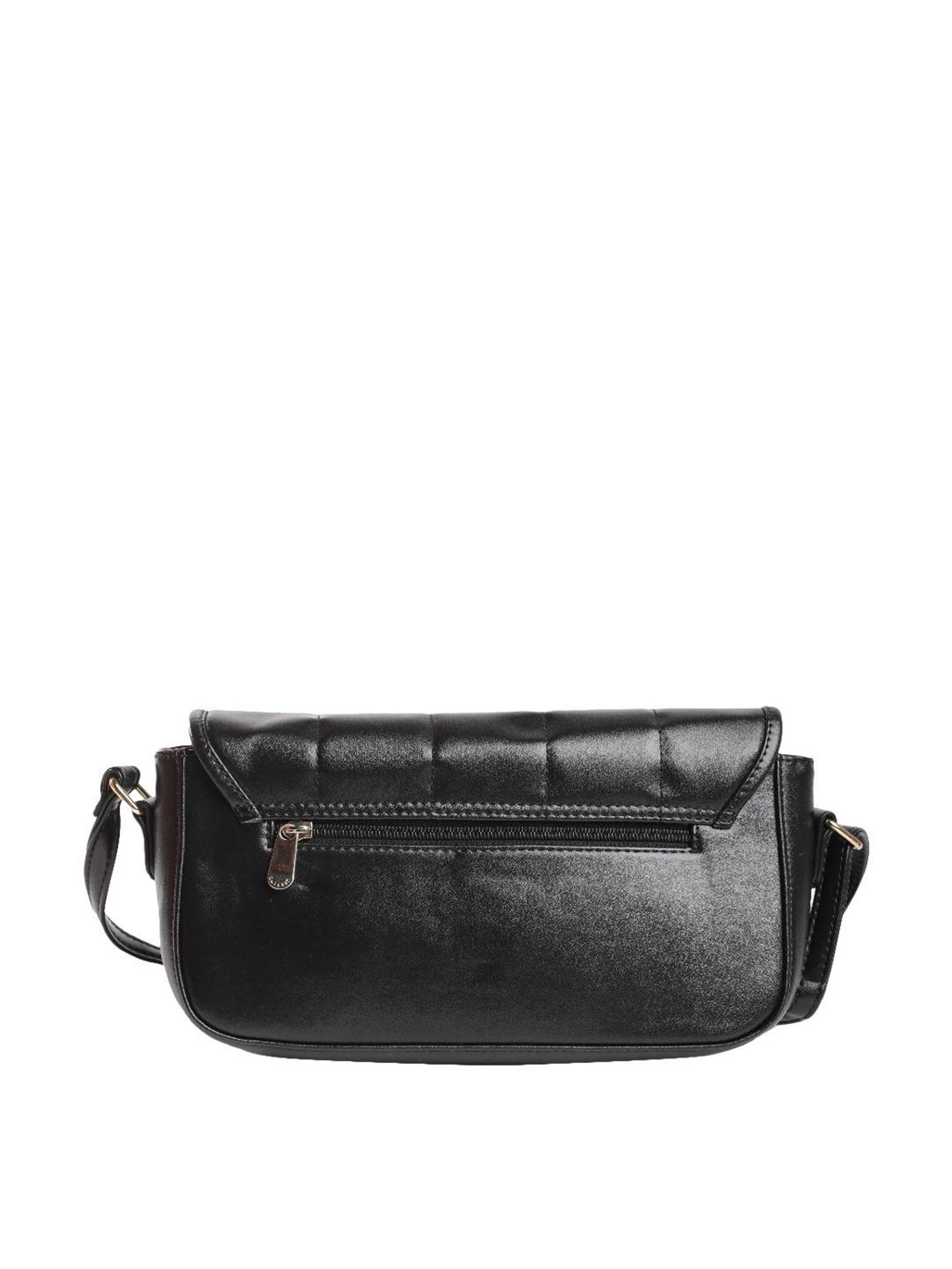 Caprese Poppy Black Faux Leather Quilted Sling Handbag