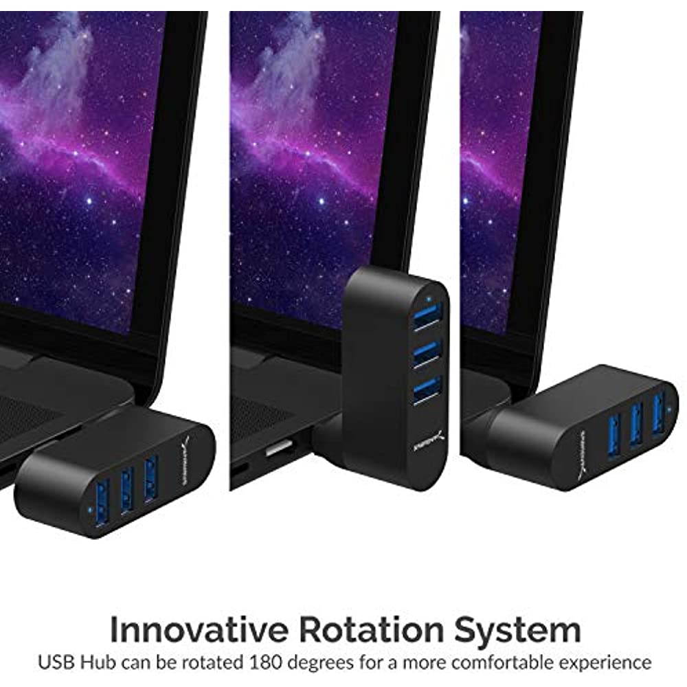 Sabrent Premium 4 Port Aluminum Mini USB 2.0 Hub [90&deg;/180&deg; Degree Rotatable] (HB-UMMC)