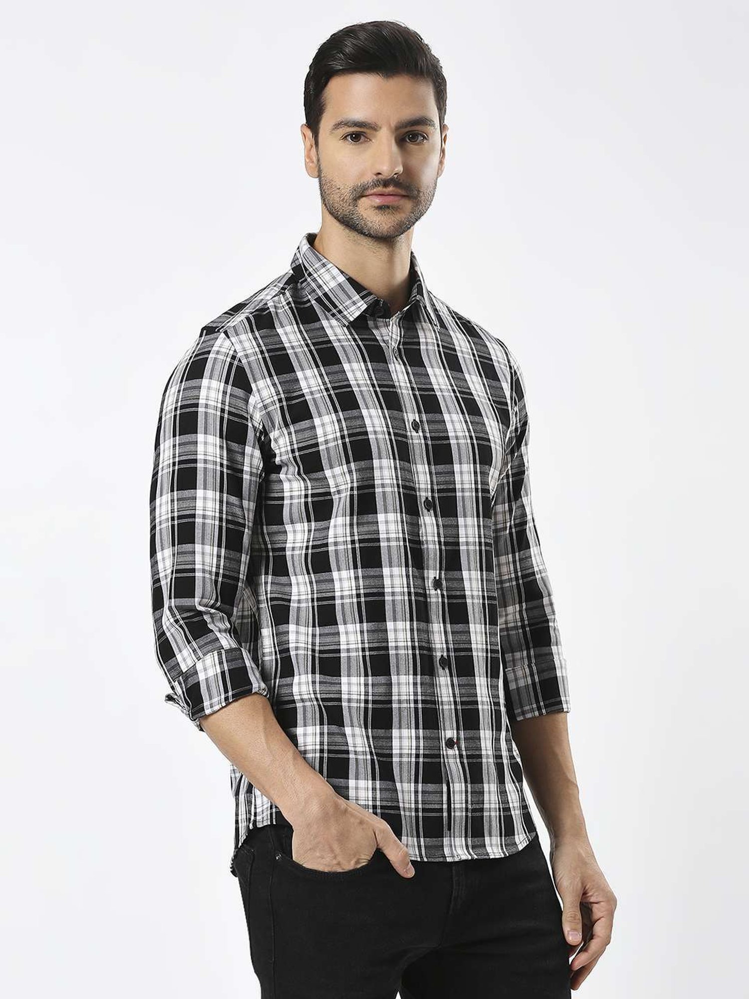 Kuons Avenue Cobalt Blue Slim Fit Denim Shirt