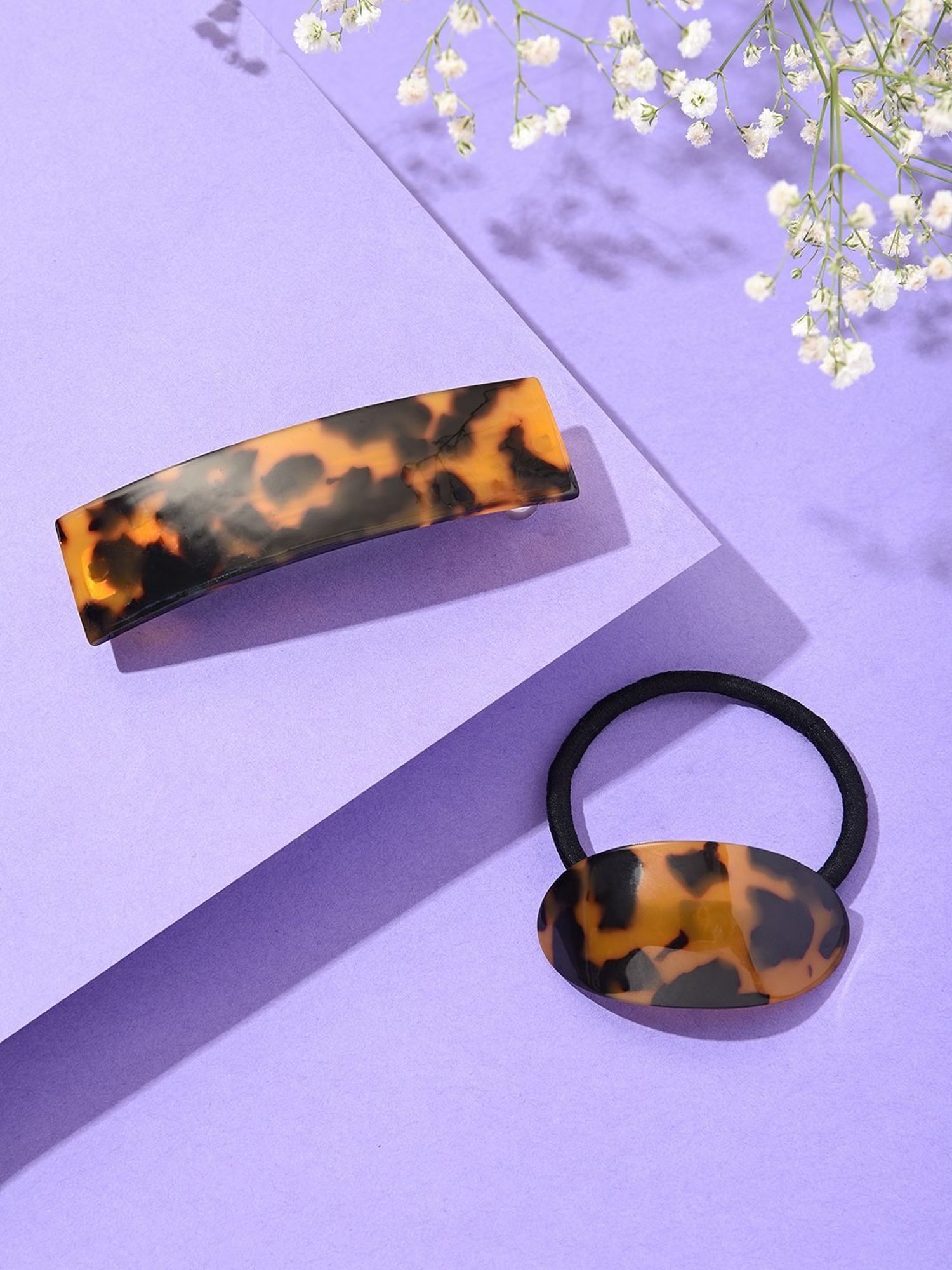 Lilly & Sparkle Set of 2 Tiger Print Acetate Hair Accessories