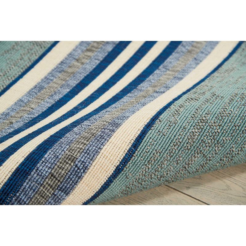7'10"x10'6" Rectangle Indoor and Outdoor Woven Stripe Area Rug Blue - Barclay Butera